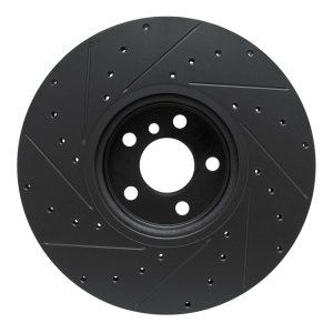 BMW 330e Brake Rotor (1) - Left Front - R1 Concepts - Drilled & Slotted - Black - `16-`25